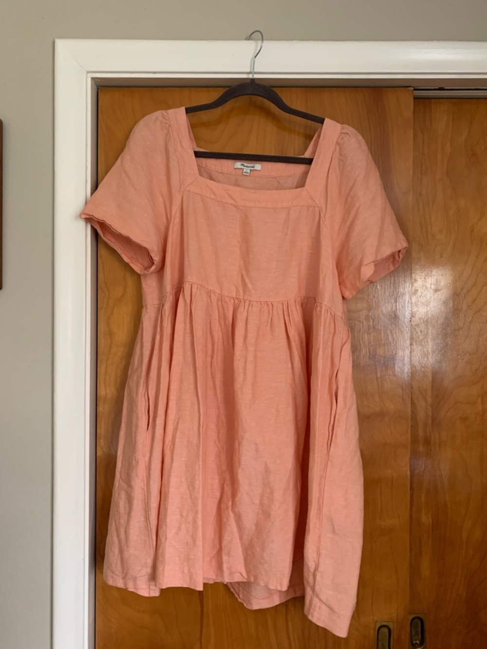 Madewell Peach Short-Sleeve Mini Dress